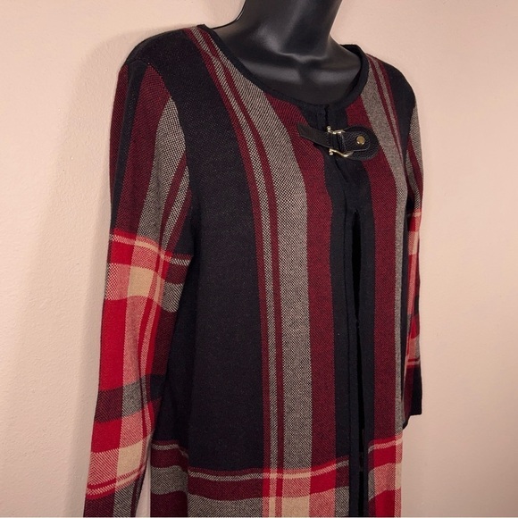 SMALL ANNE KLEIN RED BLACK PLAID JACKET LONG SLEEVE ACADEMIA PREPPY COTTON BLEND - Picture 5 of 12